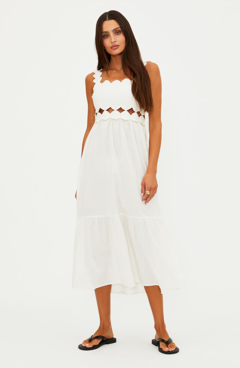 Beach Riot Campbell Scallop Cutout Cotton Cover-Up Sundress, Alternate, color, White