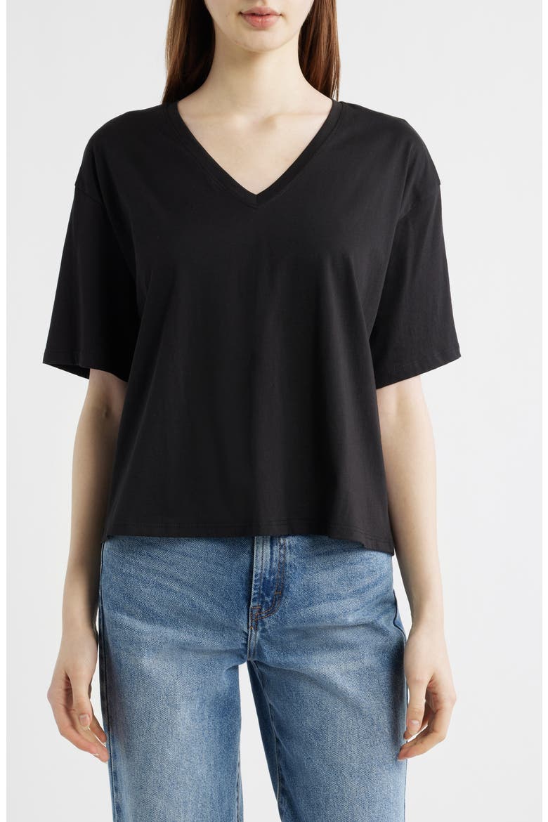 V-Neck Organic Cotton T-Shirt, Main, color, BLACK