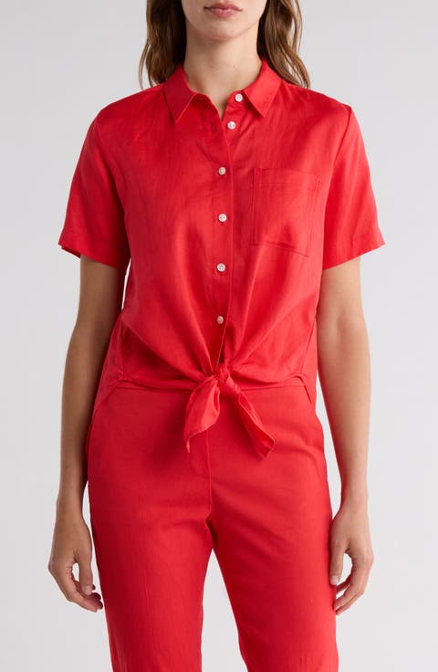 Hekanina Linen Blend Button-Up Shirt