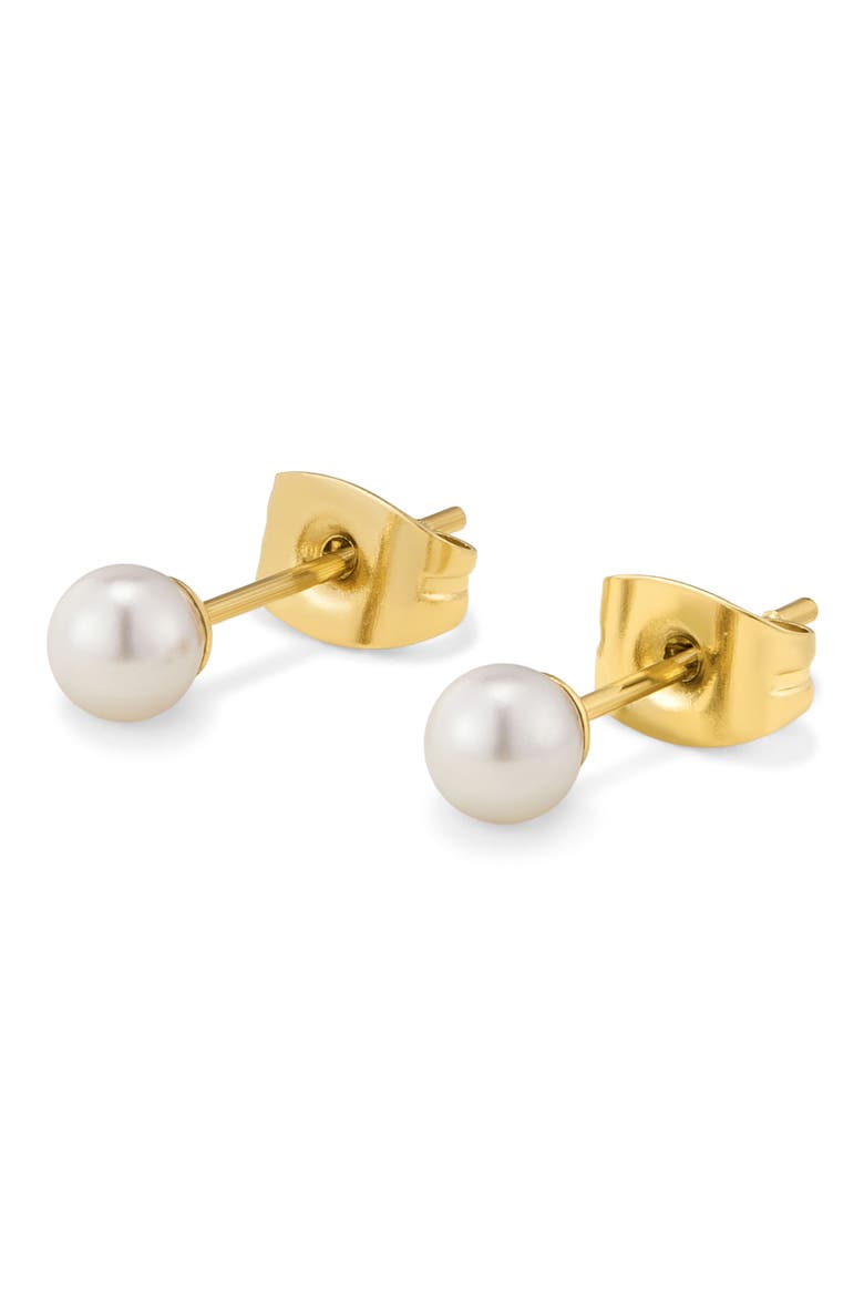 Mini Faux Pearl Stud Earrings, Alternate, color, GOLD