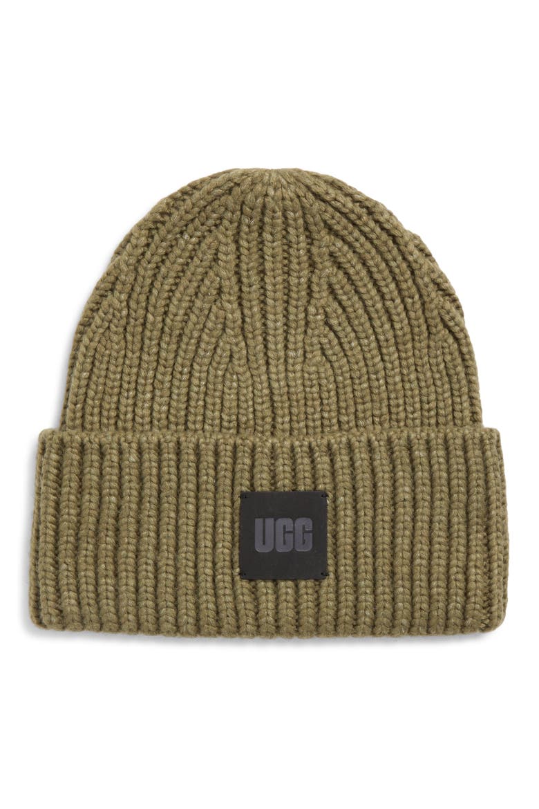 Chunky Rib Beanie, Main, color, BURNT OLIVE