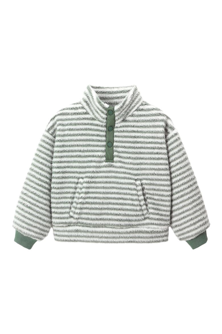 Snap Fleece Pullover, Main, color, EVERGREEN STRIPE