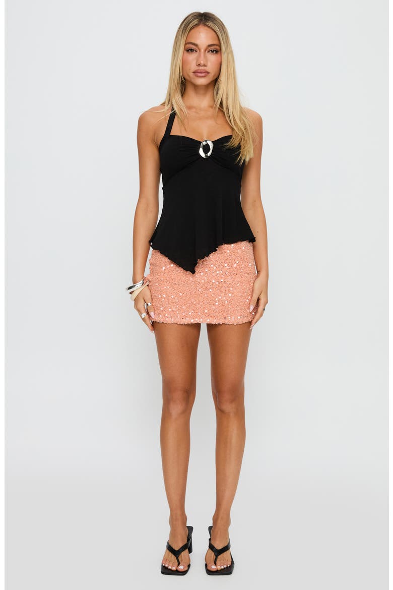 Attina Hardware Detail Halter Top, Alternate, color, BLACK