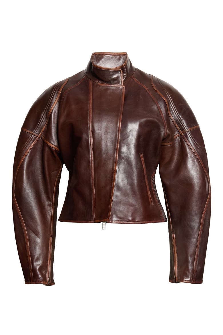 Glossy Leather Saddle Jacket, Main, color, SADDLE