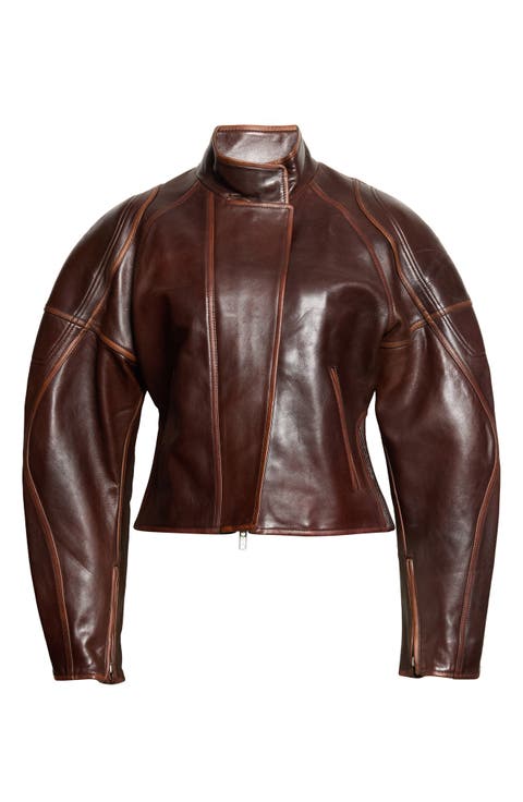 Glossy Leather Saddle Jacket