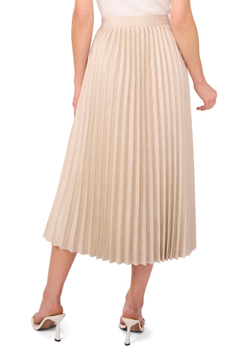 Pleated A-Line Faux Suede Midi Skirt, Alternate, color, FLAX TAUPE