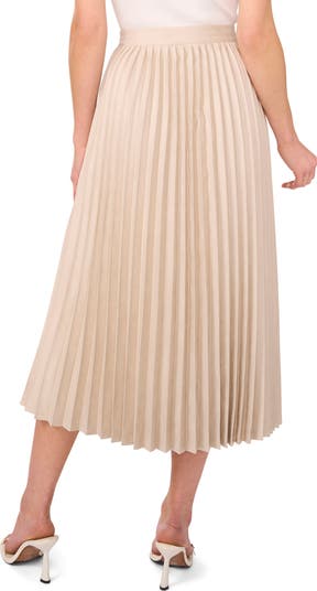 Pleated A-Line Faux Suede Midi Skirt