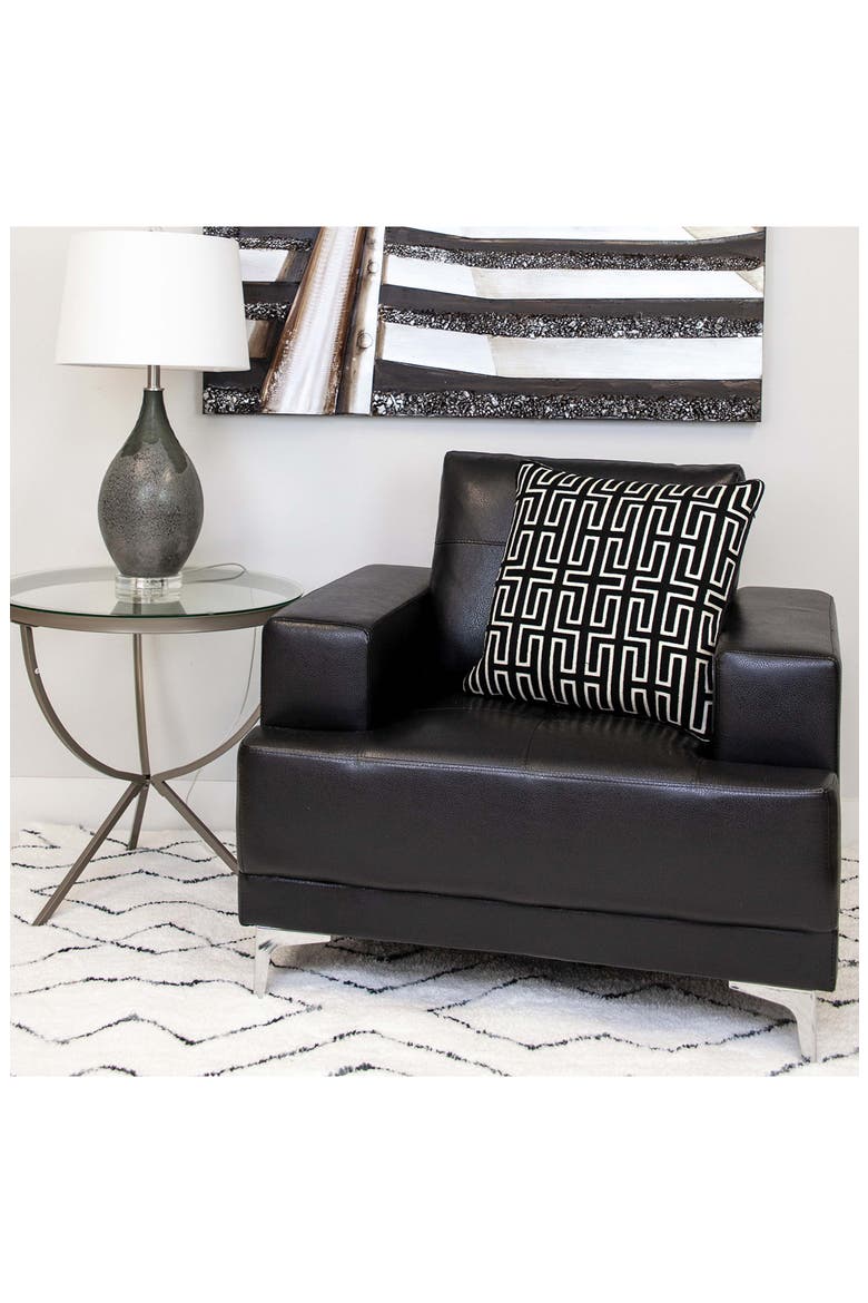 Milo Embroidered Throw Pillow, Alternate, color, BLACK