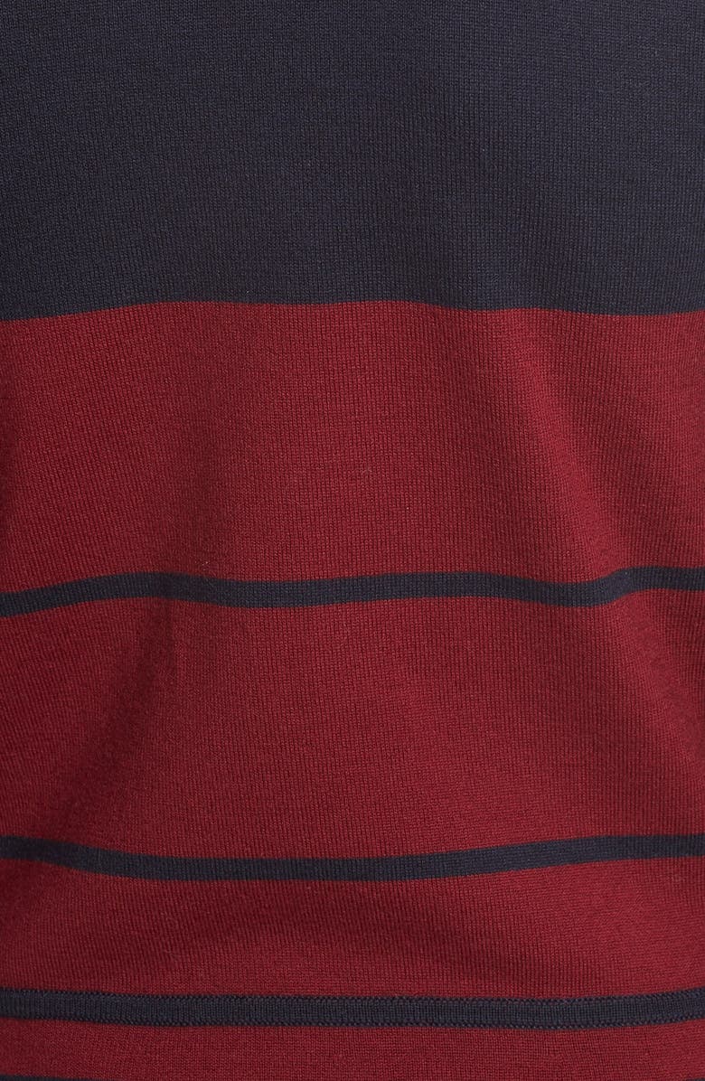 Tory Burch Stripe Asymmetrical Peplum Merino Sweater, Alternate, color, 