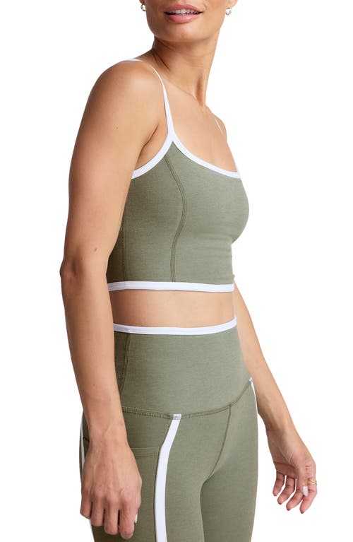 Shop Beyond Yoga New Moves Space Dye Crop Camisole In Grey Sage/cloud White