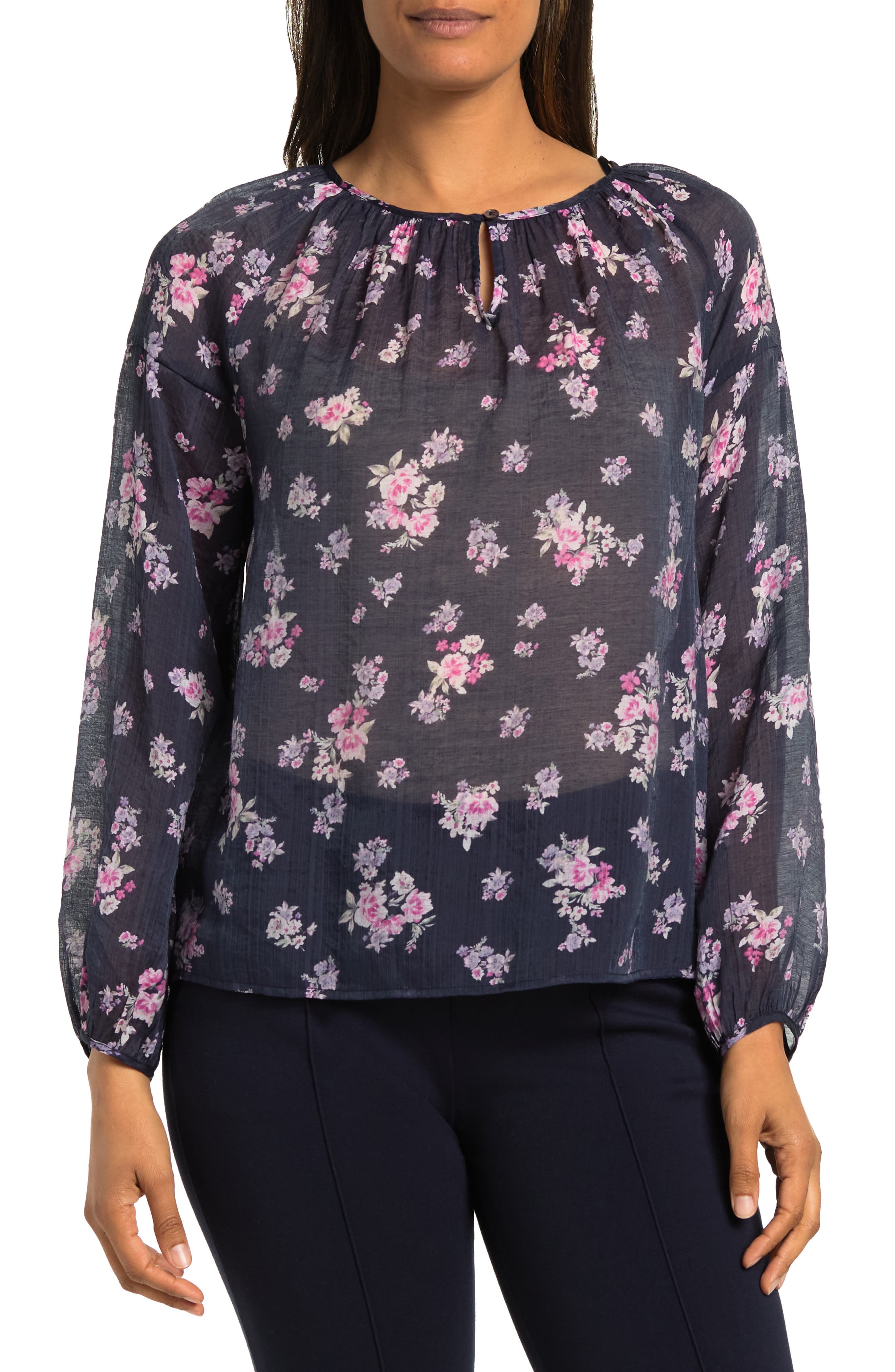 Peaceful Bouquet Keyhole Blouse