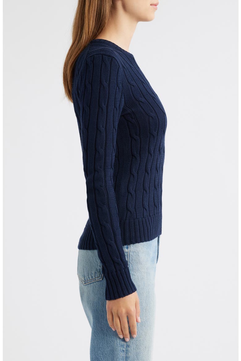 Cotton Cable Knit Sweater, Alternate, color, BLUE