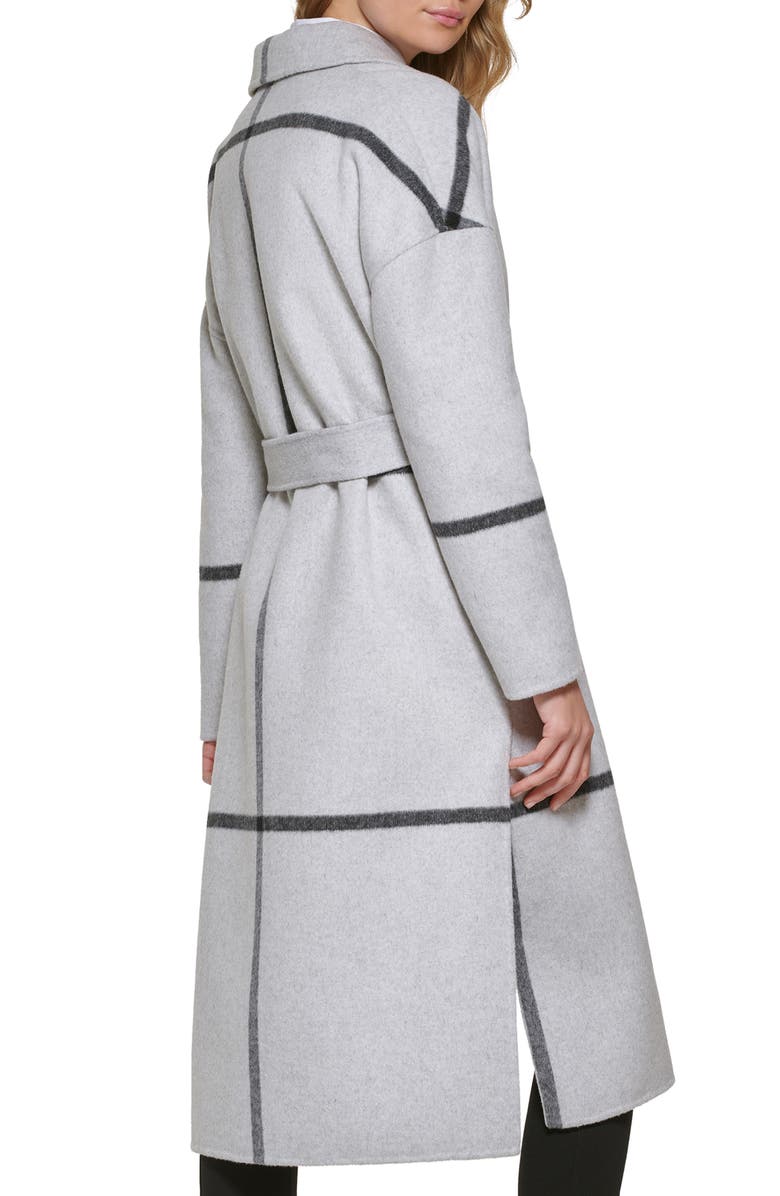 KARL LAGERFELD PARIS Oversize Plaid Wool Blend Coat, Alternate, color,