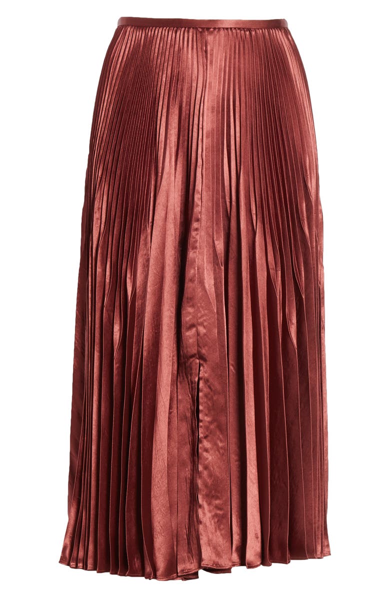Vince Chevron Pleated Satin Skirt, Alternate, color, 