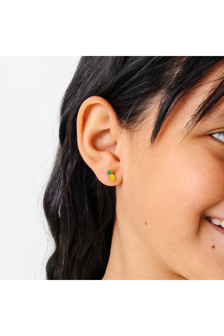 Pineapple Stud Earrings, Alternate, color, Yellow