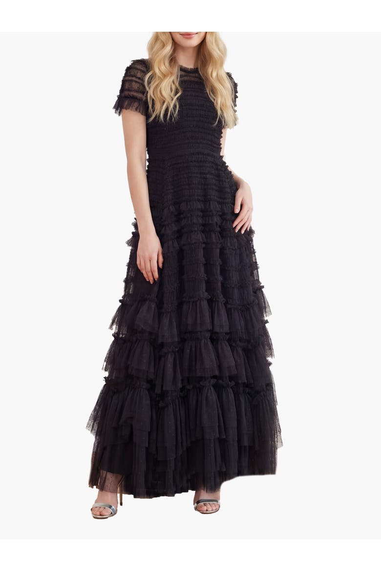 Valentine Ruffle Maxi Gown, Main, color, Graphite
