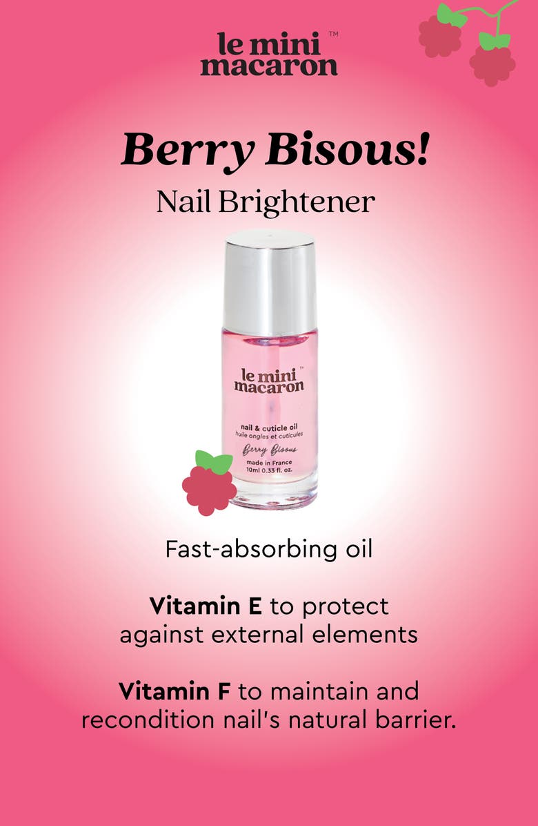 Le Mini Macaron Berry Bisous Nail & Cuticle Oil, Alternate, color,