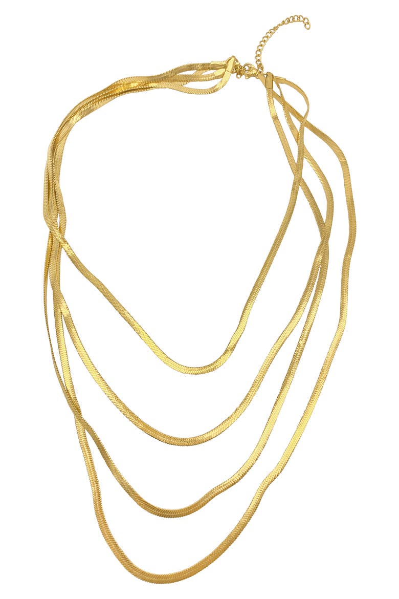 Davinci Layered Herringbone Chain Necklace, Alternate, color, YELLOW