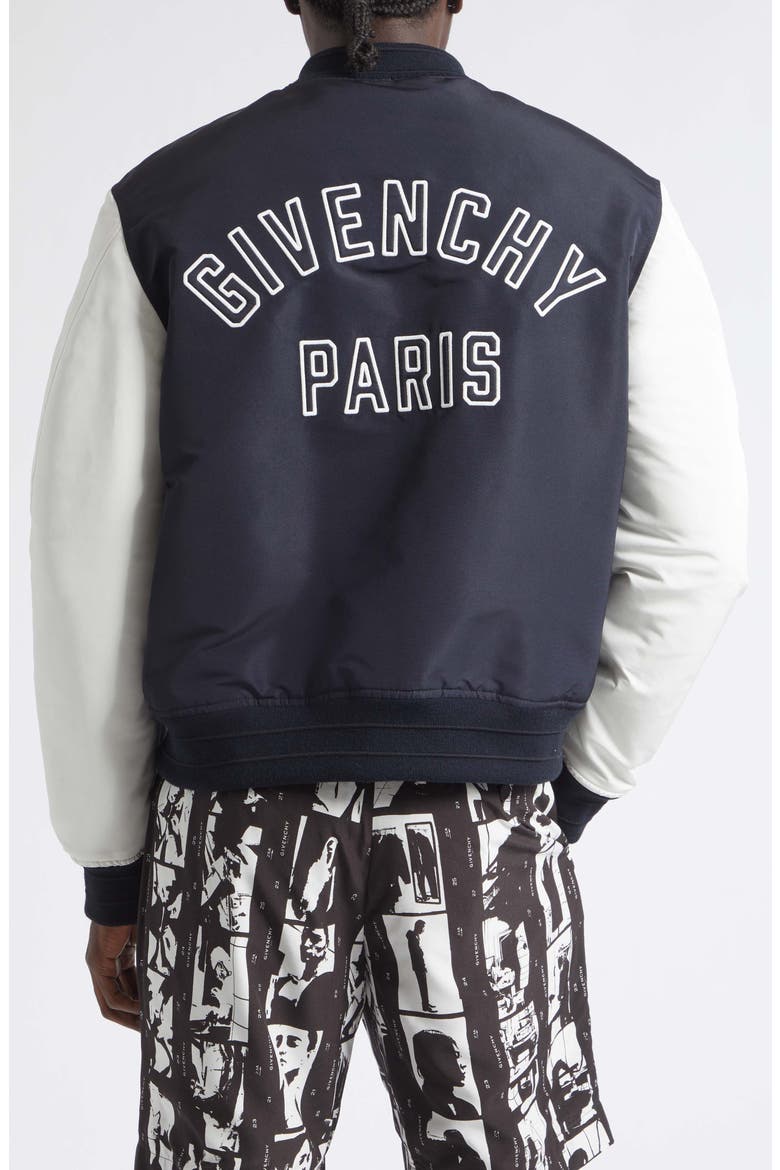 Logo Satin Varsity Jacket, Alternate, color, NAVY/ WHITE