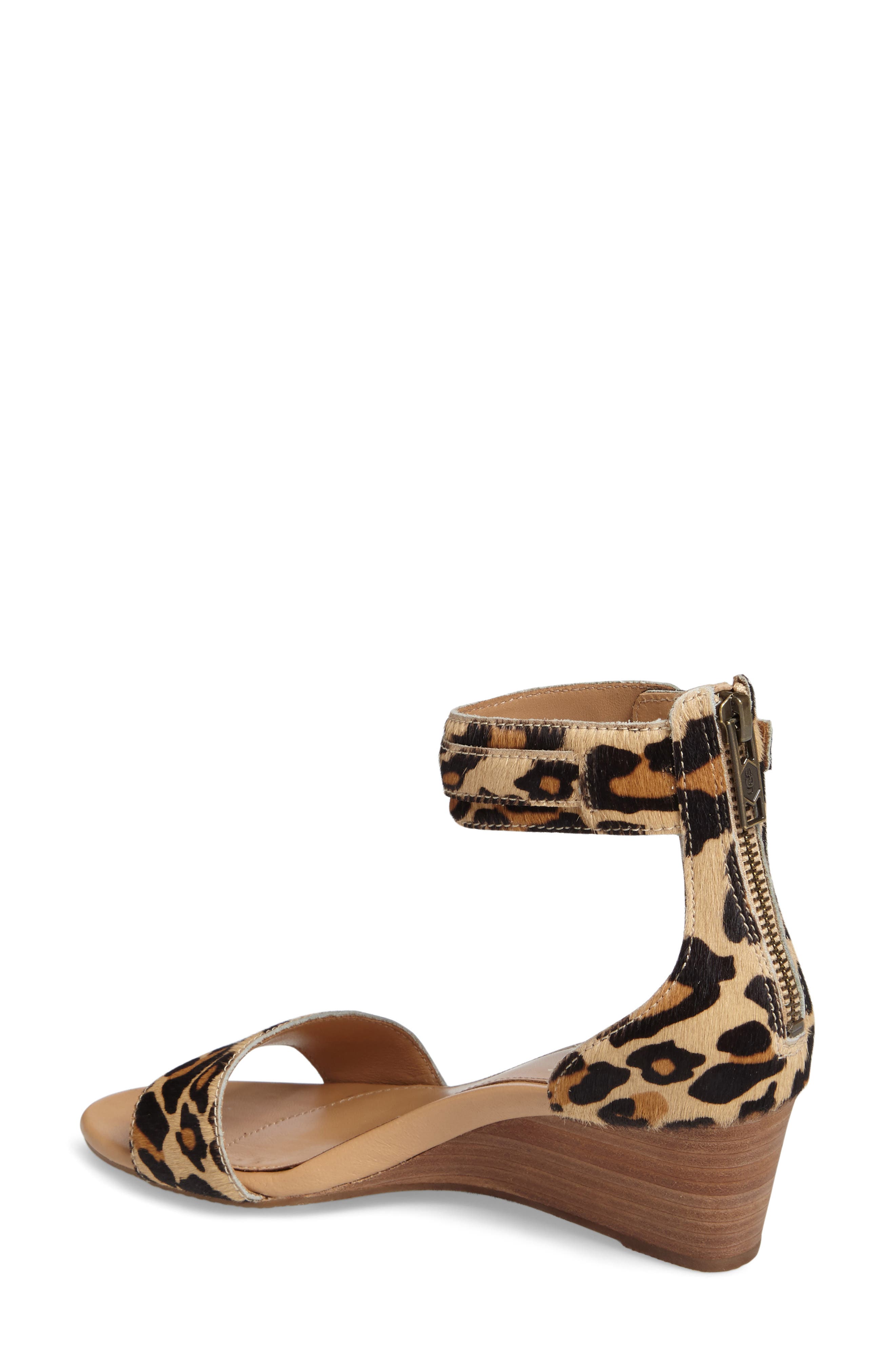 UGG<sup>®</sup> Char Leopard Print Calf Hair Sandal, Alternate, color, 