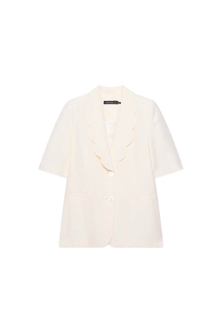 Scallop Front Short Sleeve Blazer, Alternate, color, Cream