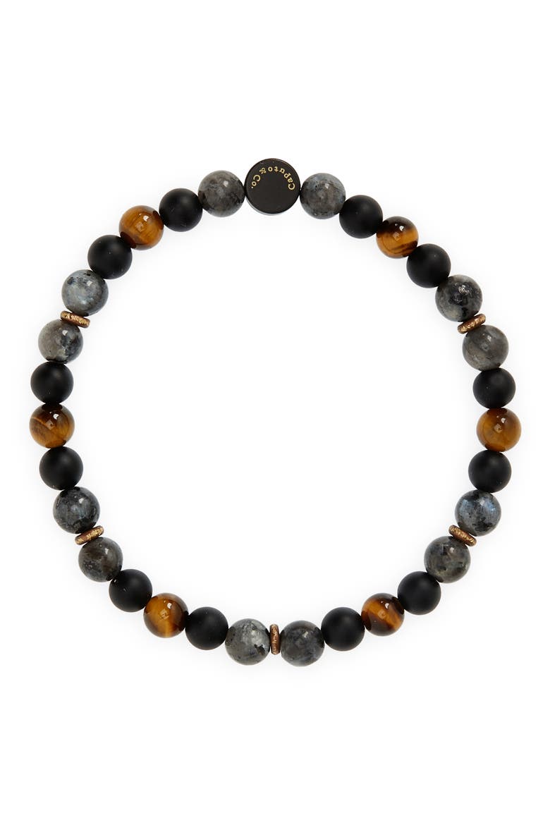 Men's Beaded Stretch Bracelet, Main, color, YELLOW TIGER EYE
