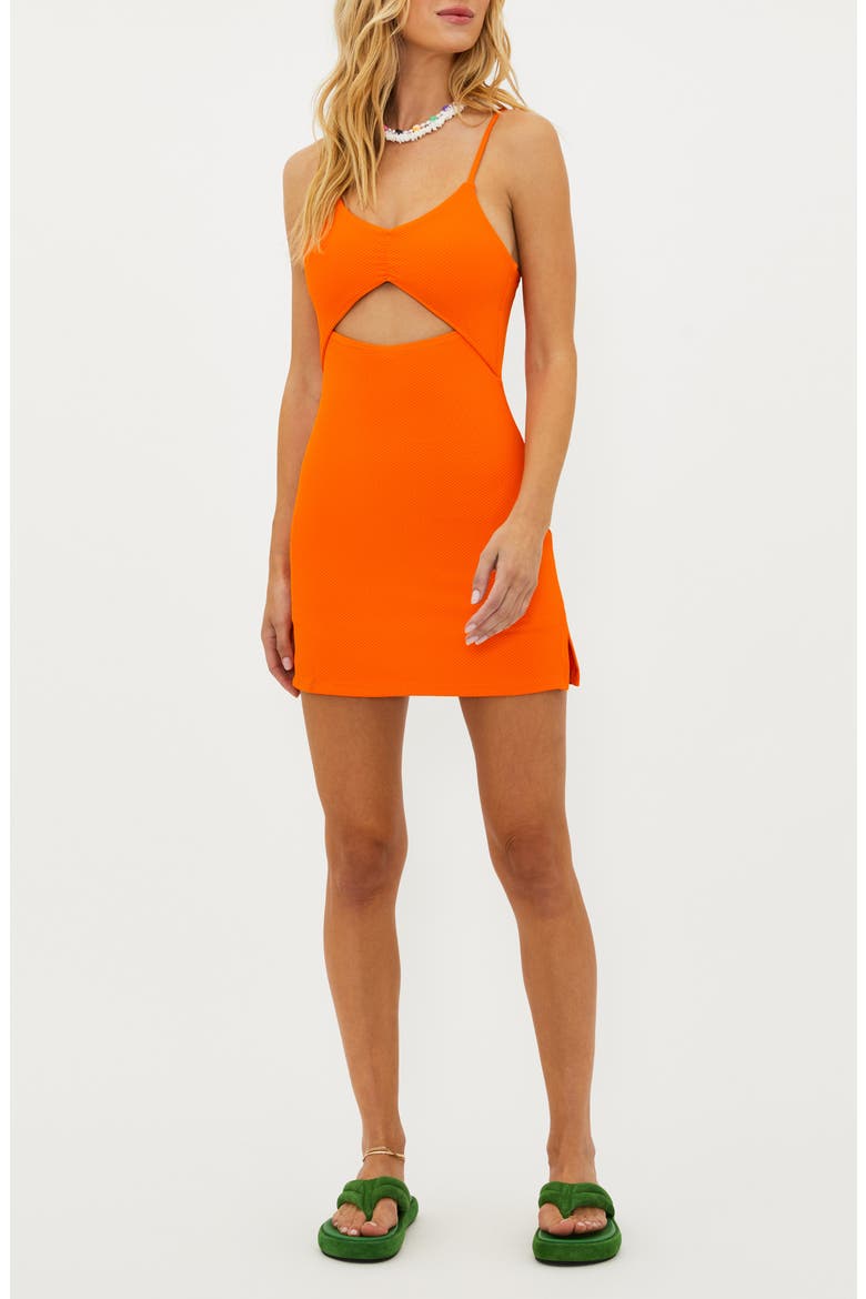 Jewel Cutout Minidress, Main, color, SUNSHINE HAZE WAFFLE
