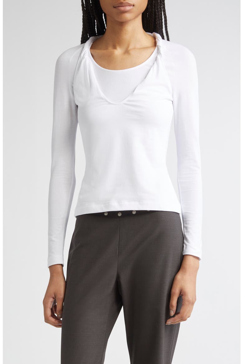 Camille Layered Stretch Cotton Top, Main, color, WHITE