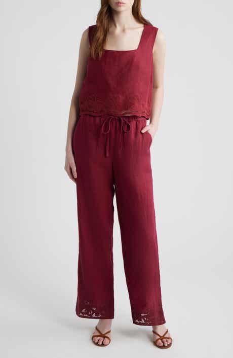 Akira Embroidered Sleeveless Linen Top