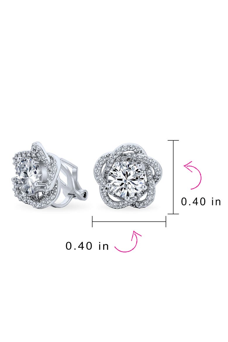 Bridal Rose CZ Clip-On Earrings, Alternate, color, CLEAR