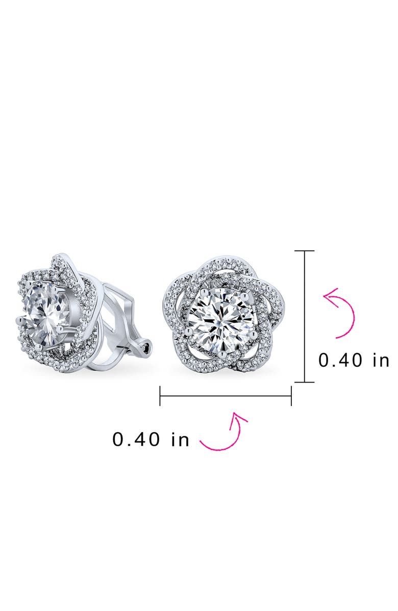 BLING JEWELRY Bridal Rose CZ Clip-On Earrings, Alternate, color, Clear