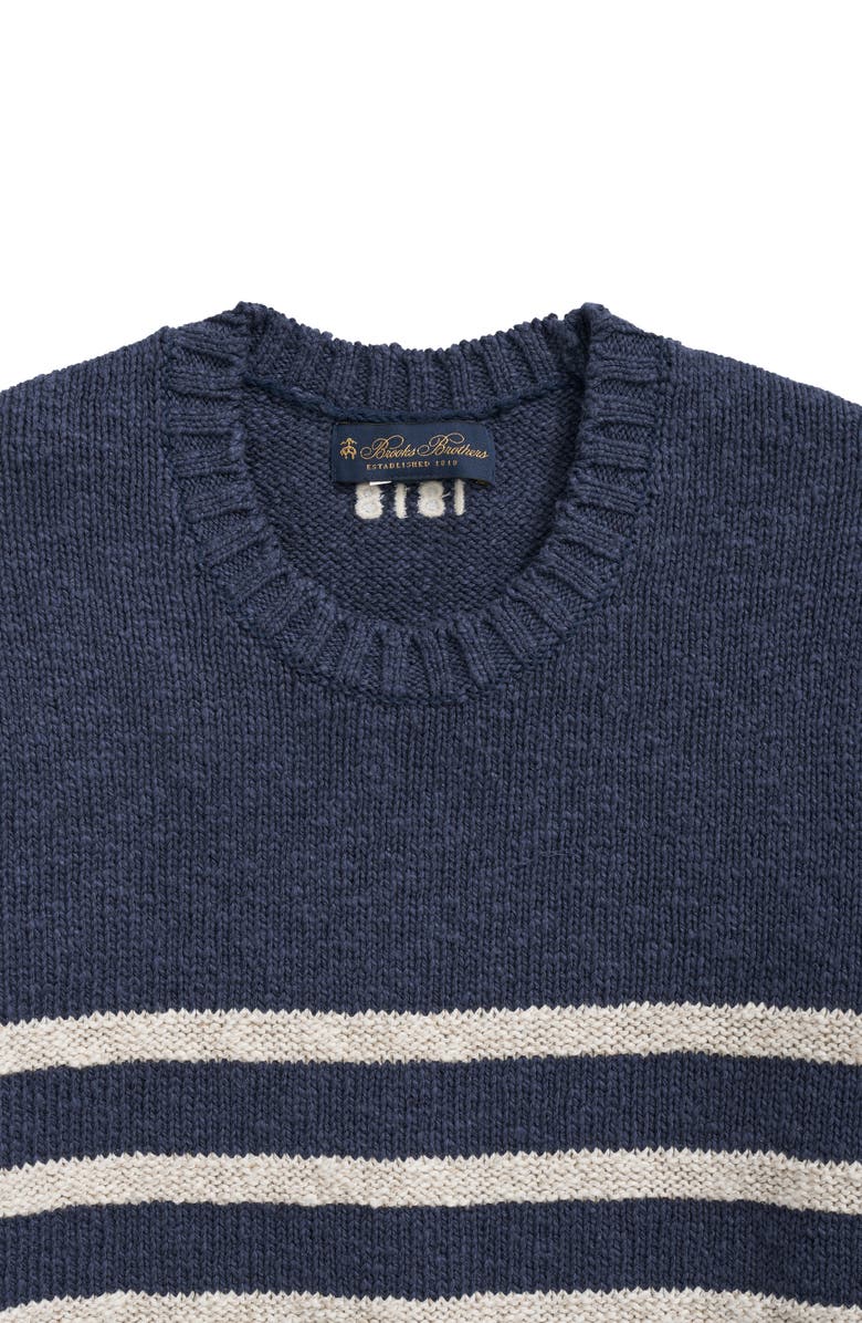 Brooks Brothers Mariner Stripe Cotton & Linen Crewneck Sweater, Alternate, color, 