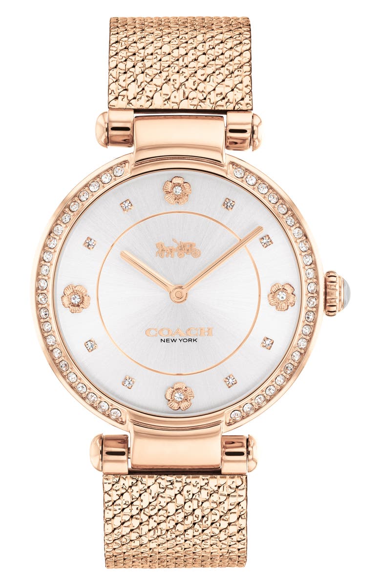 COACH Cary Mesh Bracelet Watch, 34mm, Main, color, 