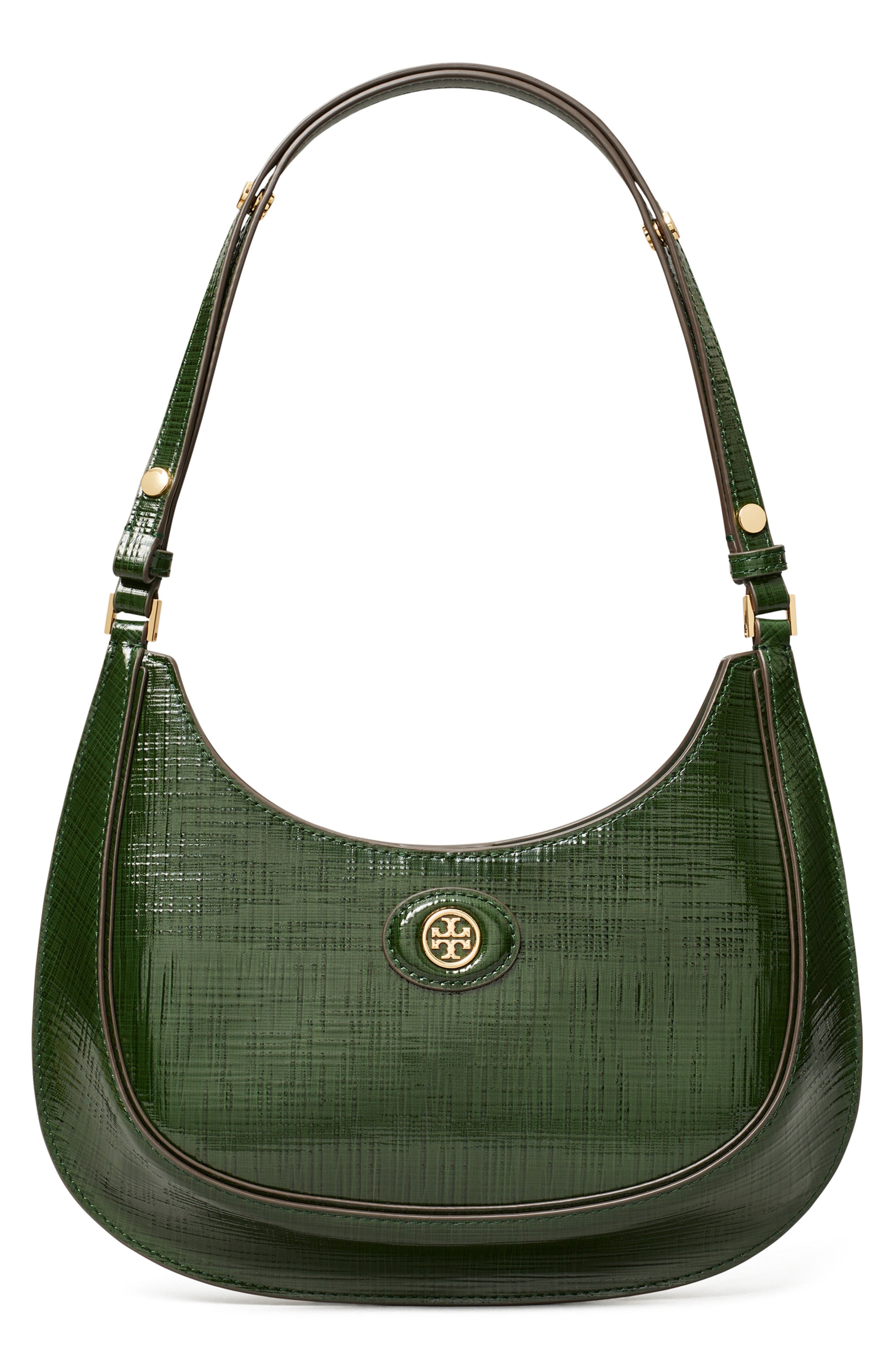 Tory Burch Robinson Crosshatched Leather Convertible Crescent Bag, Main, color, 
