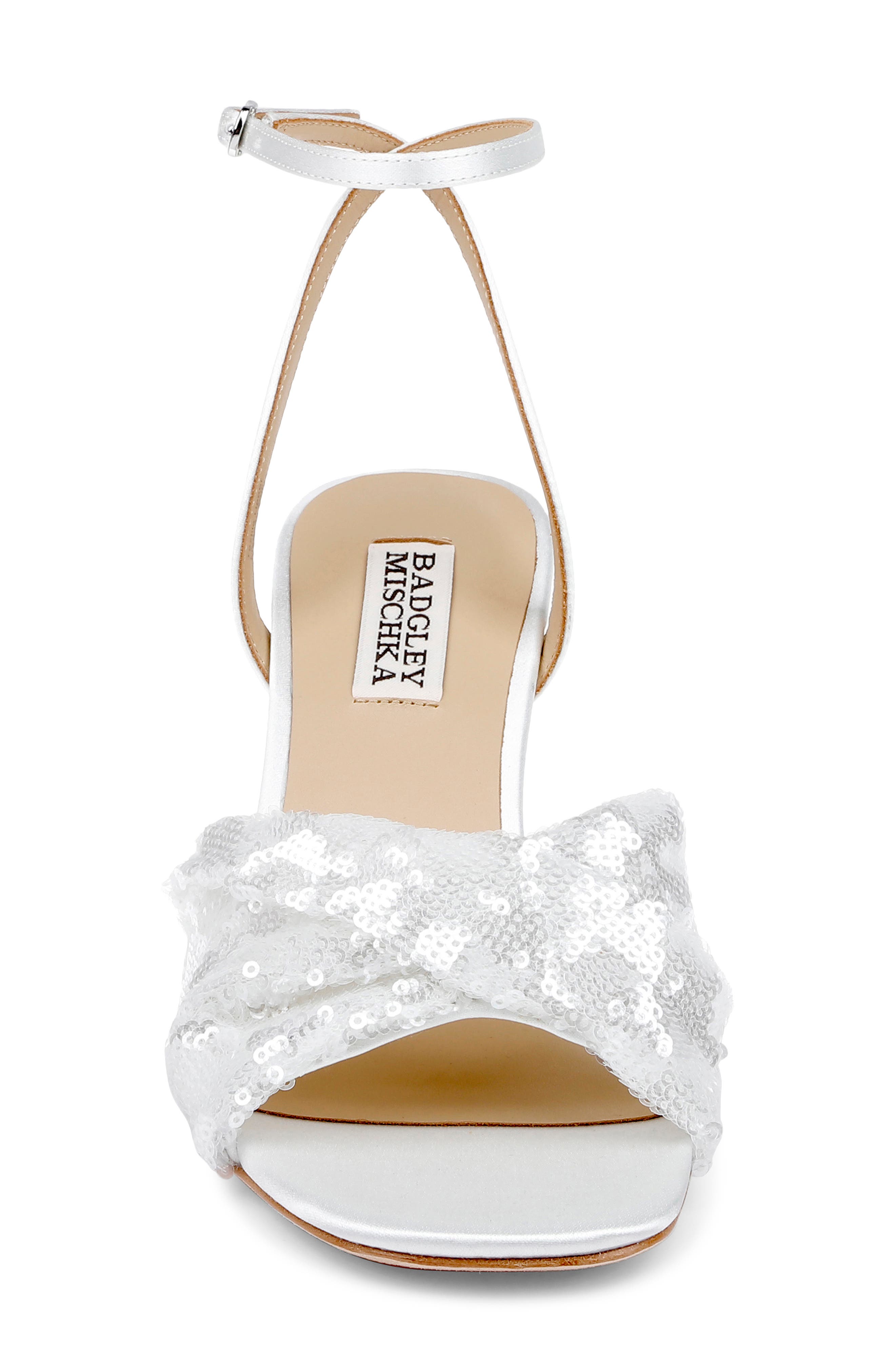 Badgley Mischka Bridal Gema Ankle Strap Sandal, Alternate, color, White Sequins