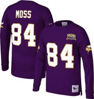 Mitchell & Ness Men's Mitchell & Ness Randy Moss Purple Minnesota Vikings Big & Tall Retired Player Name & Number Long Sleeve Top