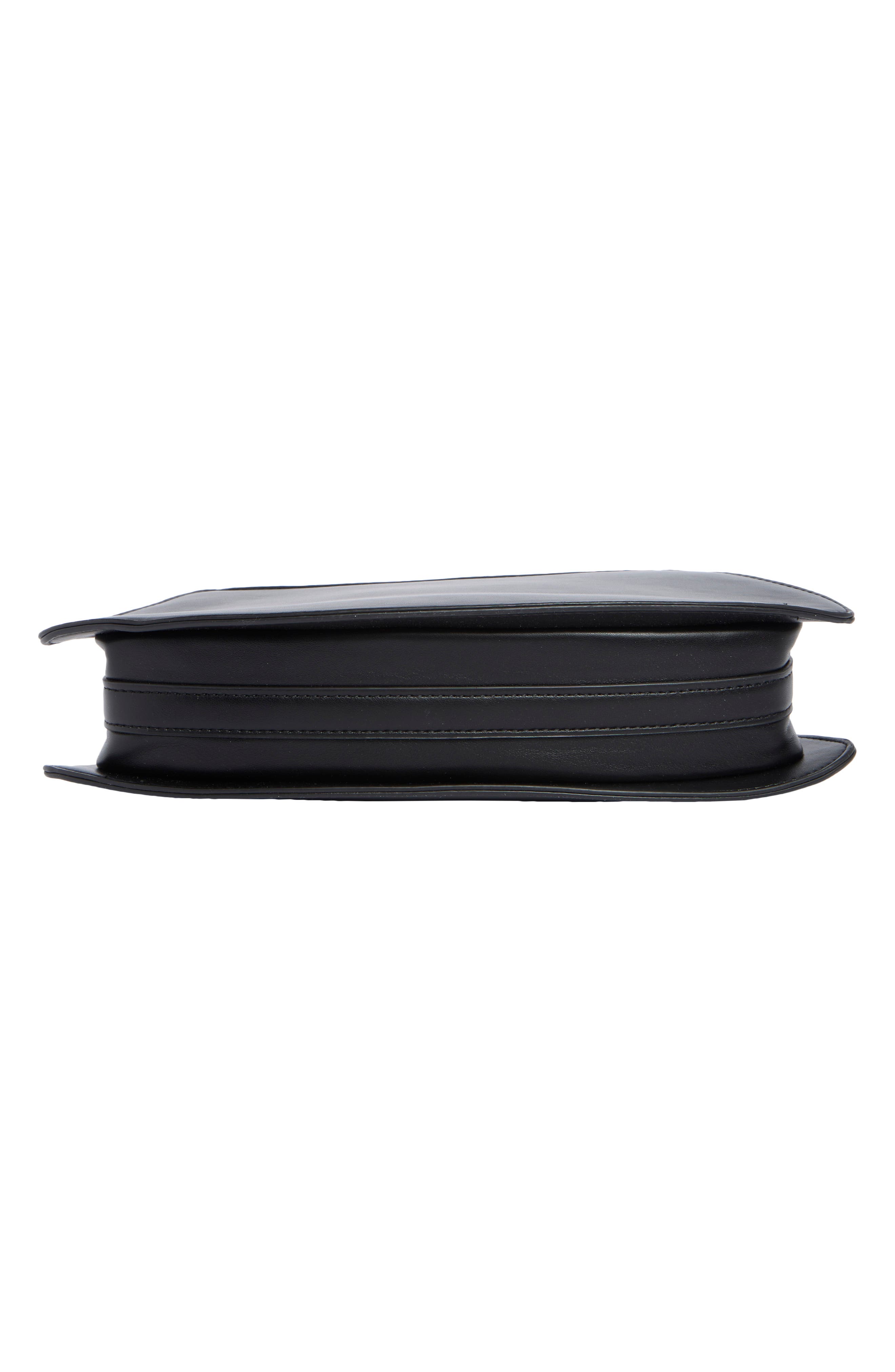 Curved Faux Leather Baguette, Alternate, color, BLACK