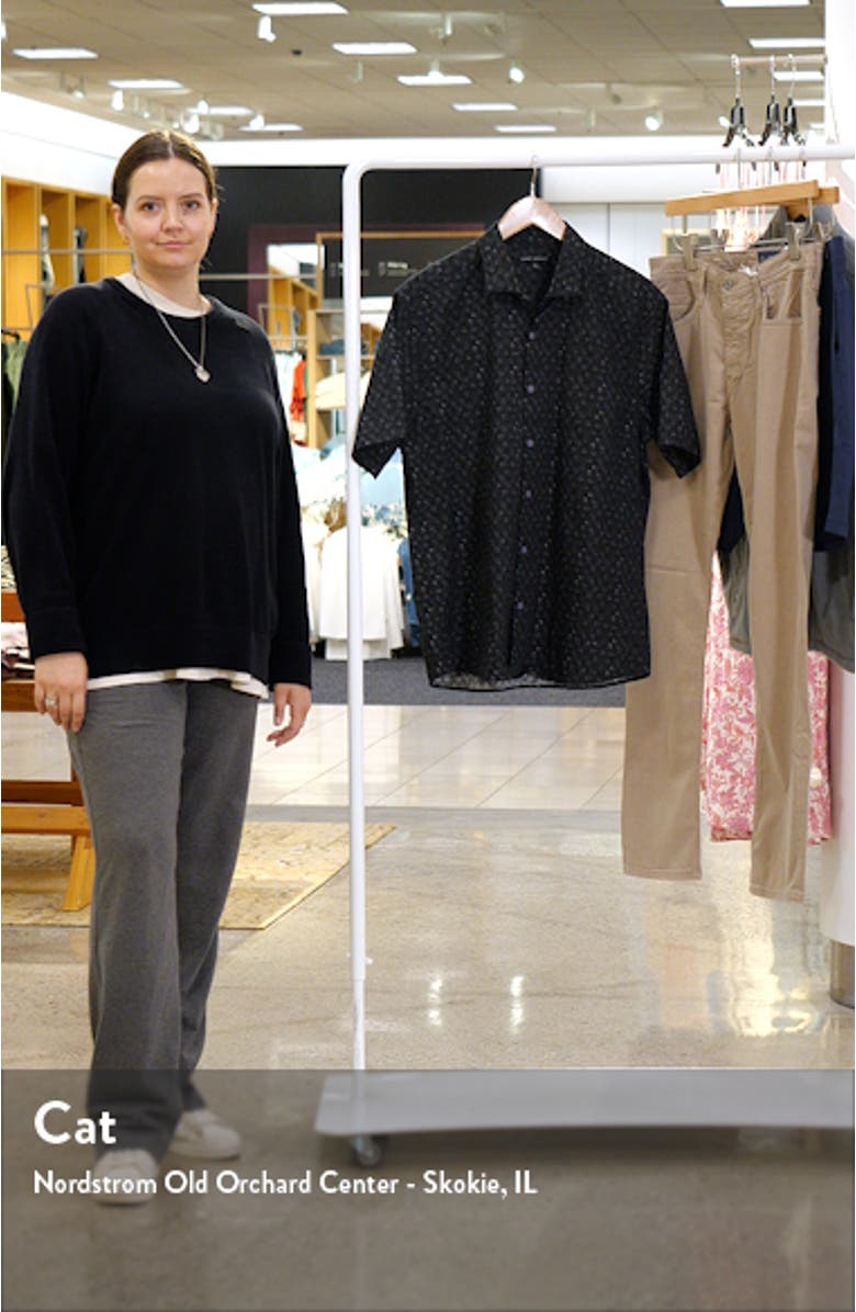 Accent Geo Print Short Sleeve Button-Up Shirt, sales video thumbnail