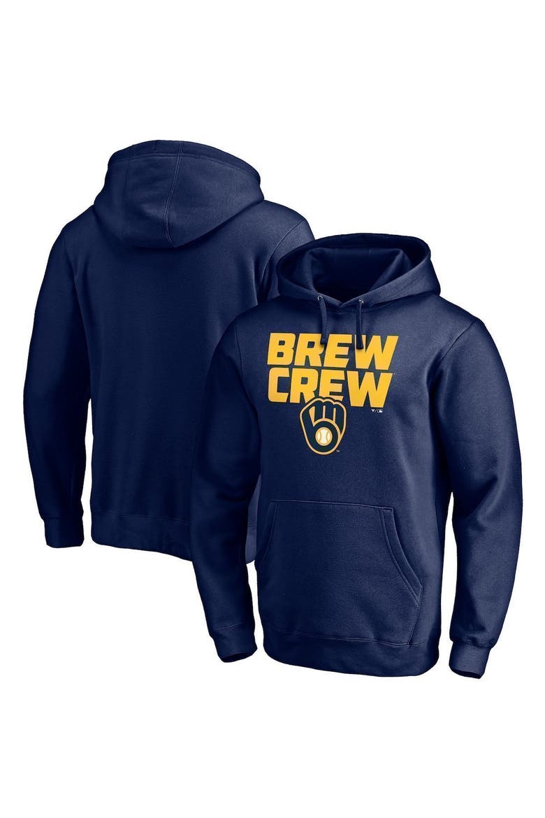 Men's Fanatics Branded Navy Milwaukee Brewers Hometown Collection Fitted Pullover Hoodie, Main, color, NAVY