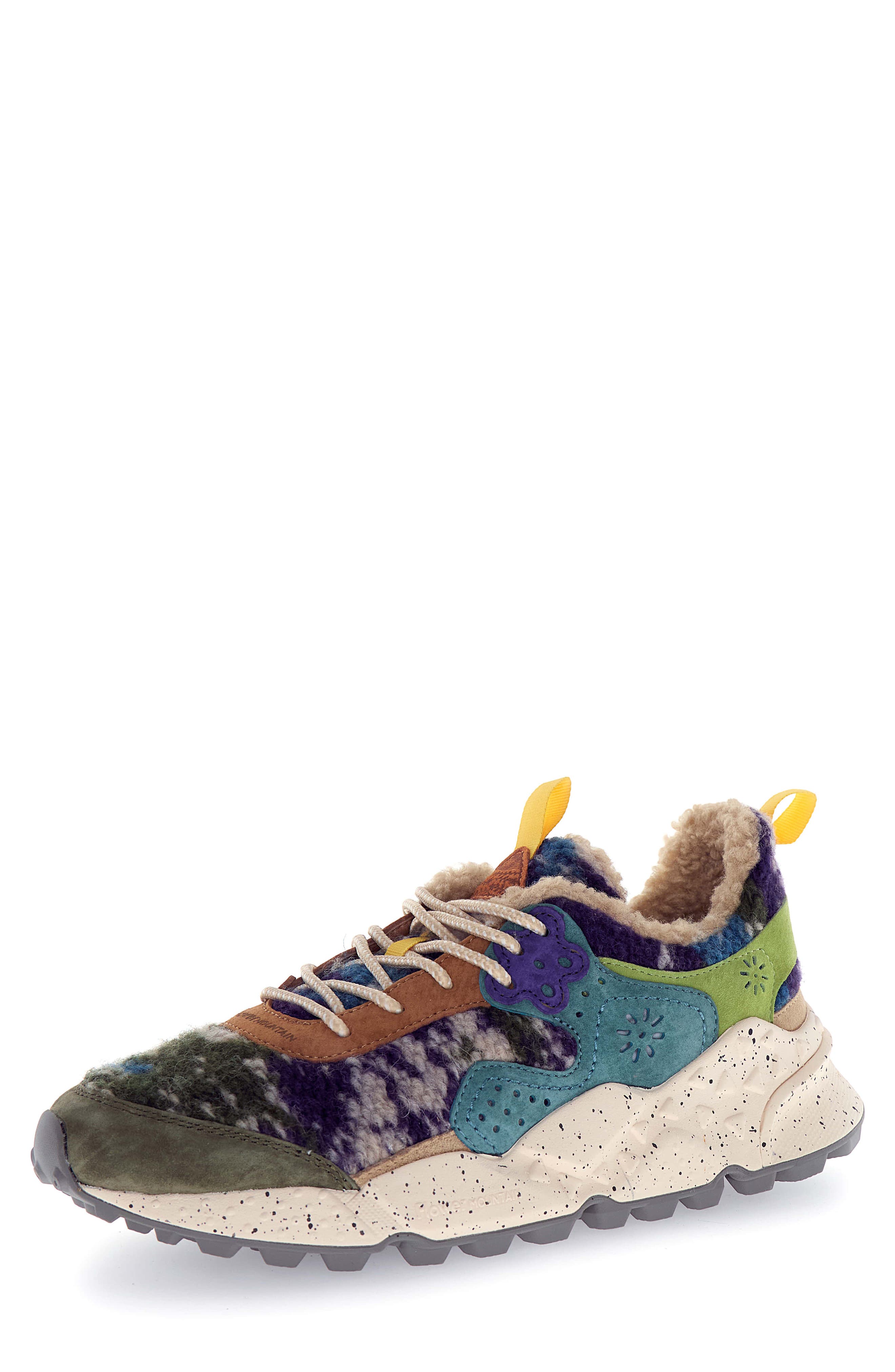 Flower MOUNTAIN Kotetsu Teddy Fleece Sneaker, Main, color, Grey Dark Green