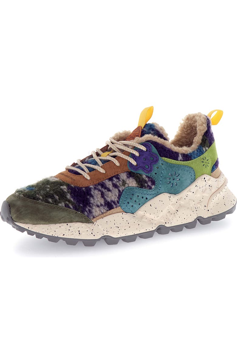 Flower MOUNTAIN Kotetsu Teddy Fleece Sneaker, Main, color, Grey Dark Green