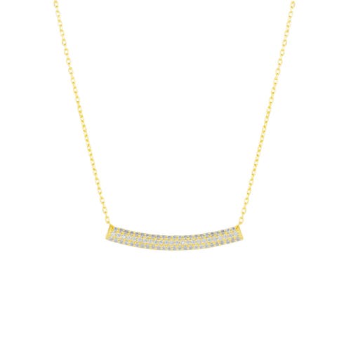 Sterling Silver Concave Bar Necklace - White