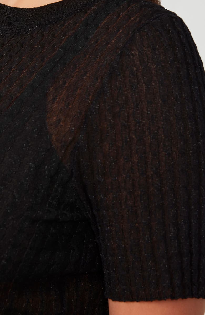 Estelle Giselle Metallic Short Sleeve Sweater, Alternate, color, Black