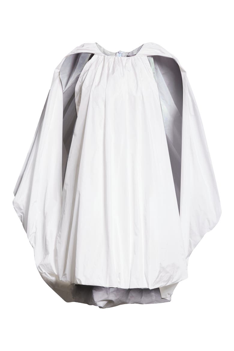 Cape Sleeve Bubble Hem Satin Dress, Alternate, color, 9001 - WHITE