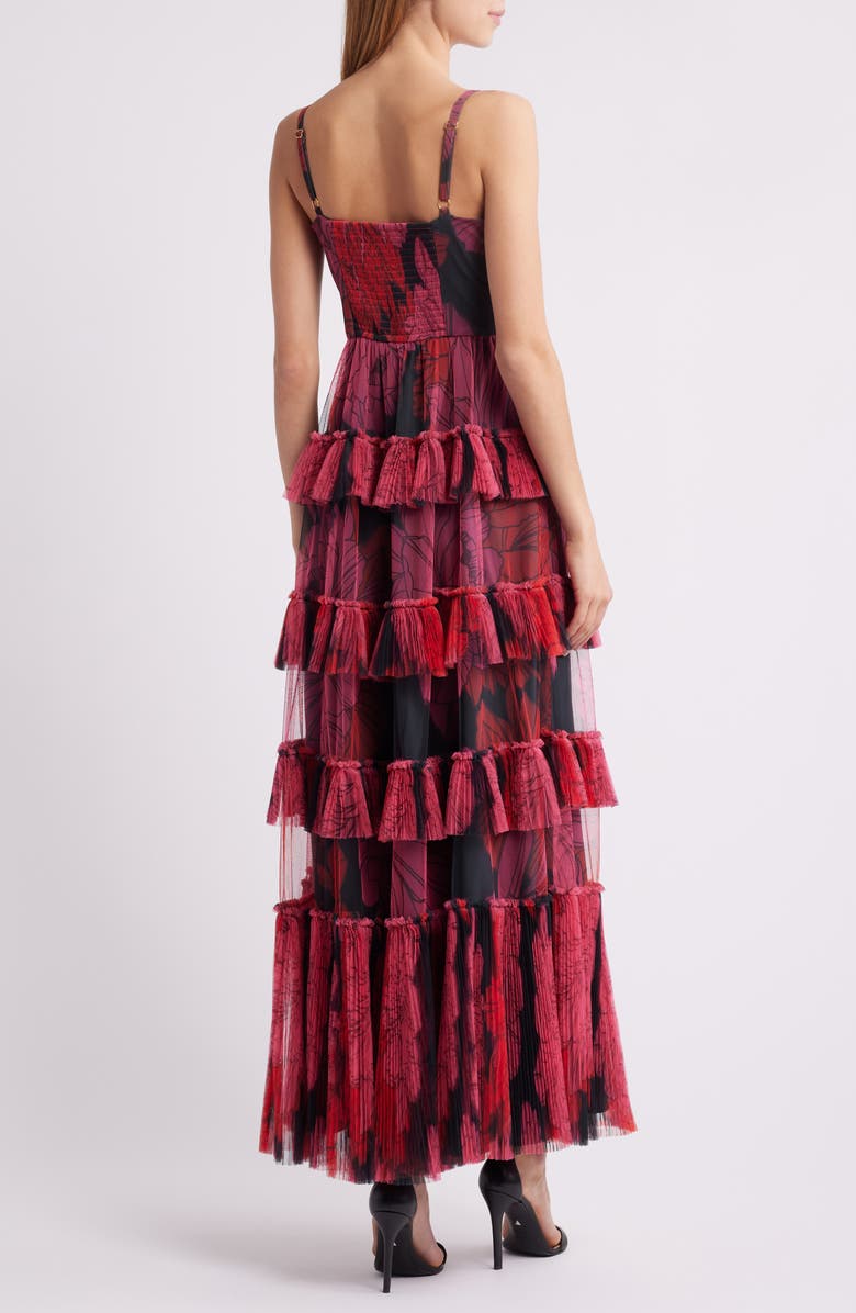 Hutch Freya Tulle Plissé Ruffle Gown, Alternate, color, Pink Floral