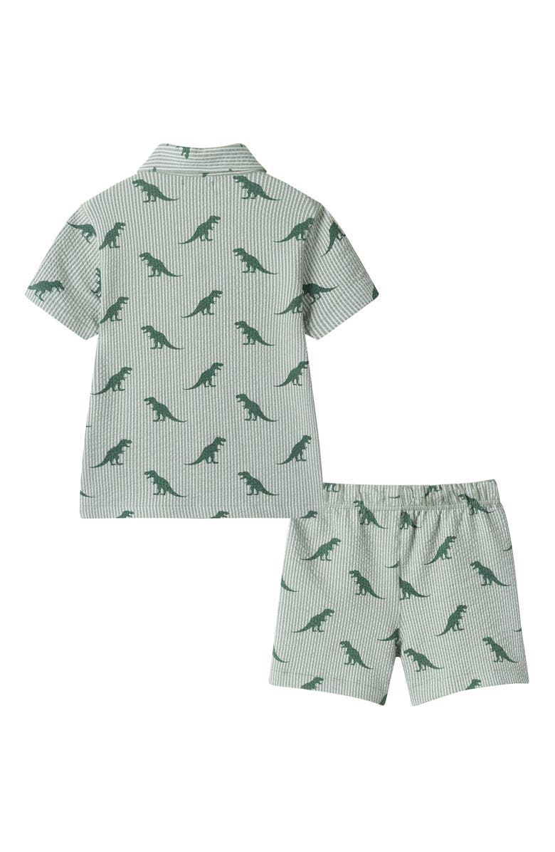Andy & Evan Kids' Seersucker Button-Up Shirt & Shorts, Alternate, color, Green Dino