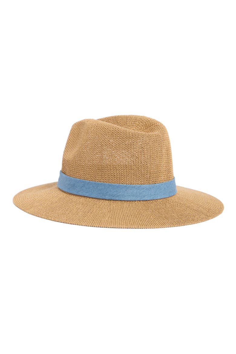 Packable Straw Knit Panama Hat, Alternate, color, TAN