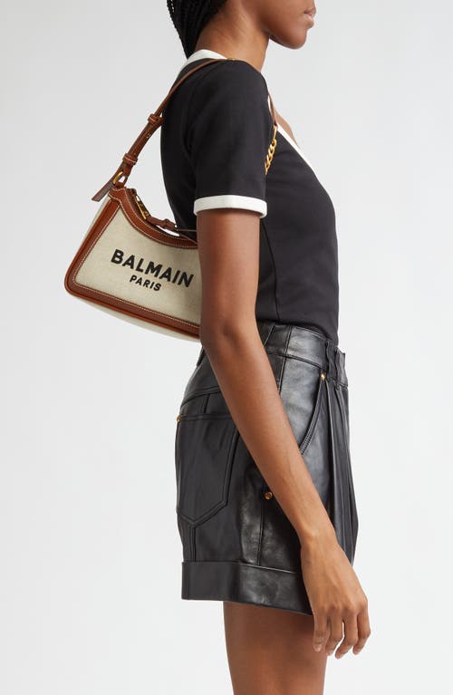 Balmain B-army Canvas & Leather Shoulder Bag In Brown