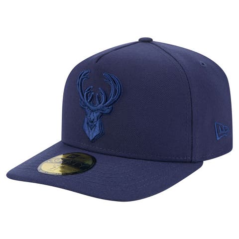 Men's New Era  Navy Milwaukee Bucks Colorpack A-Frame Pinch Front 59FIFTY Fitted Hat