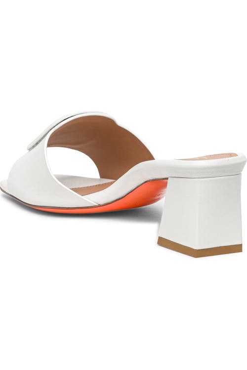 Santoni Marta Leather Buckle Mule Sandals In White